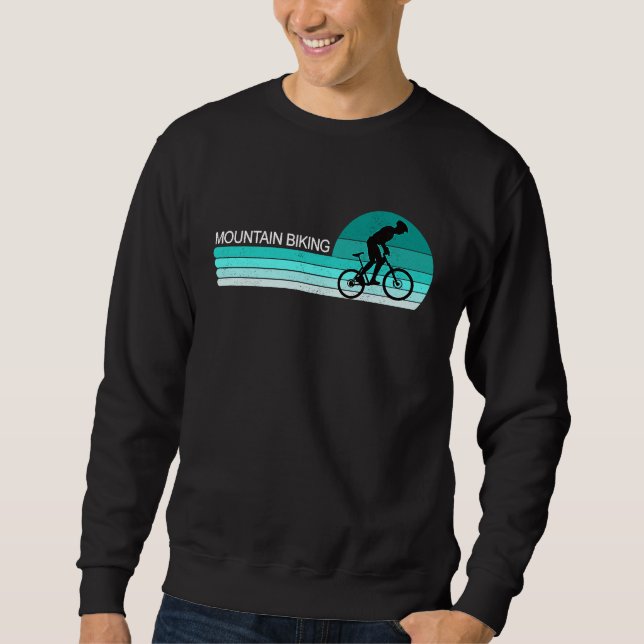 Sweatshirt Distressed Mountain Biking Bike Cycle Blue Sunset (Devant)