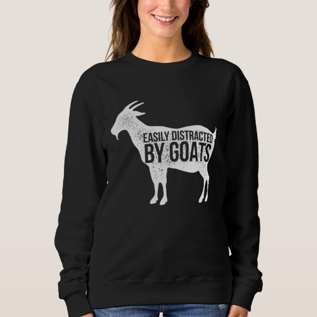 Sweatshirt Distressed Quote Easily Distracted Retro Goats (Devant)