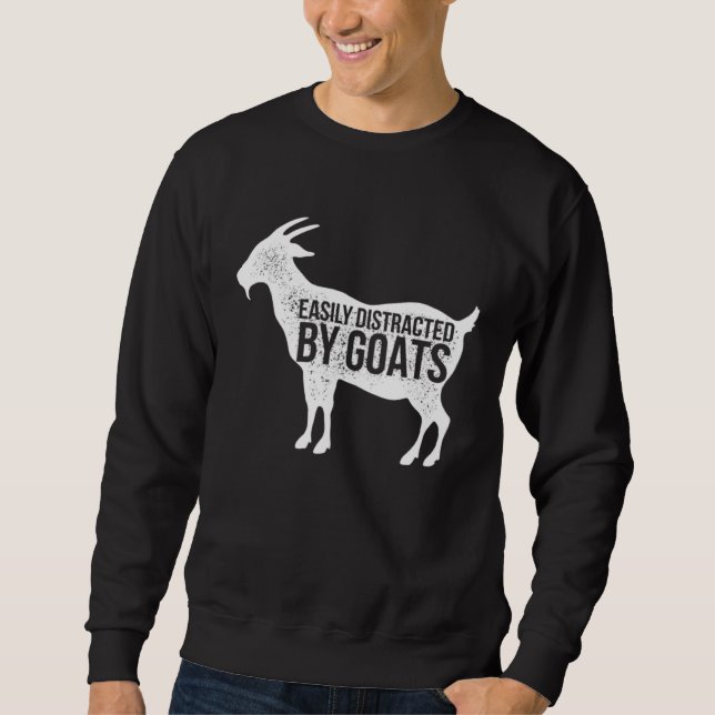 Sweatshirt Distressed Quote Easily Distracted Retro Goats (Devant)
