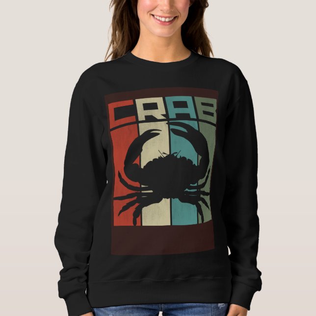Sweatshirt Distressed Retro Crab Graphic Seafood & Crab (Devant)