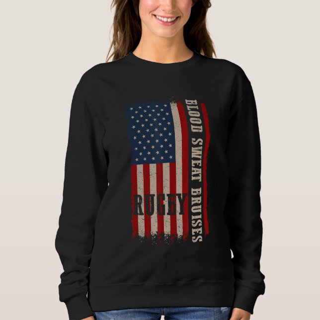 Sweatshirt Distressed Rugby 4th of July USA Rugby American Fl (Devant)