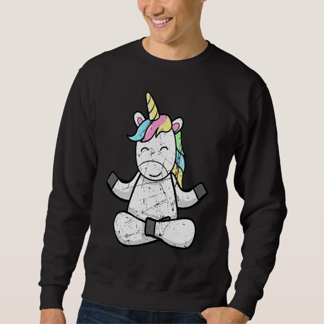 Sweatshirt Distressed Unicorn Yoga Meditation Relaxing Unicor (Devant)