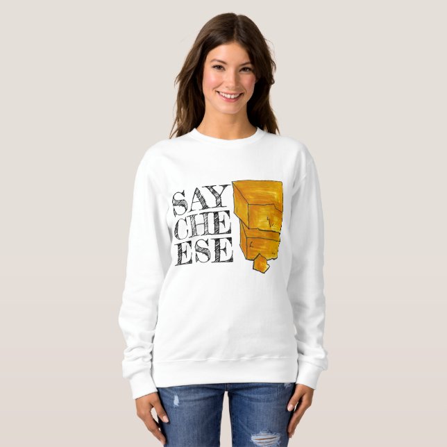 Sweatshirt Dites Cheese Cheddar Wedge Photographe alimentaire (Devant entier)
