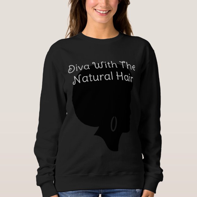 Sweatshirt Diva With Natural Hair African American Black Wome (Devant)