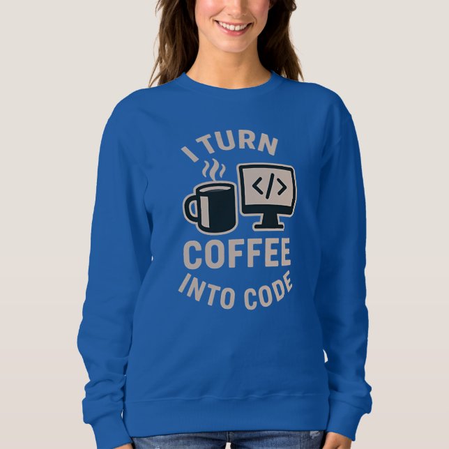 Sweatshirt Divertido Convierto Café En Código (Devant)