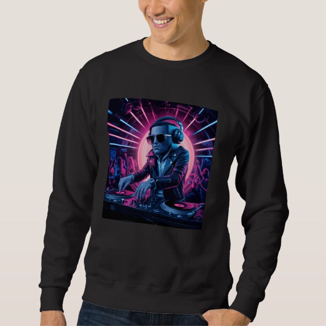 Sweatshirt Dj Avec Casques Et Tourne-disques Eclectiques Edm  (Devant)