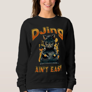 Sweatshirt DJ Cat DJing Hip Pop Music Kitty Techno Casques