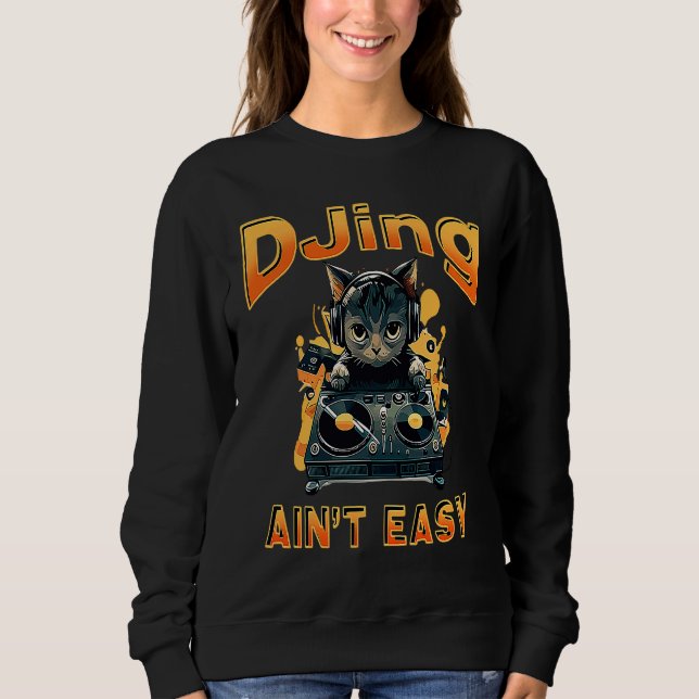 Sweatshirt DJ Cat DJing Hip Pop Music Kitty Techno Casques (Devant)