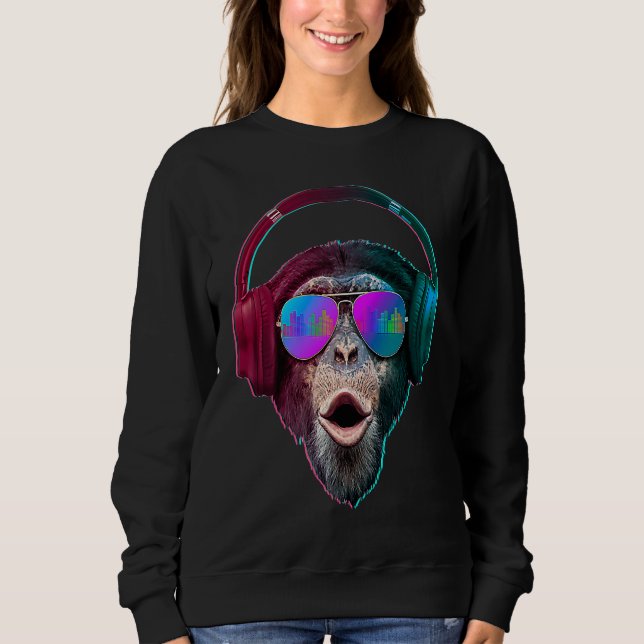 Sweatshirt DJ Monkey  Disc Jockey Musique Rave (Devant)