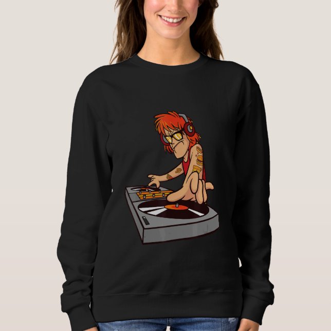 Sweatshirt Dj Tourne-disque Basse Musique Deejay Rock Headpho (Devant)