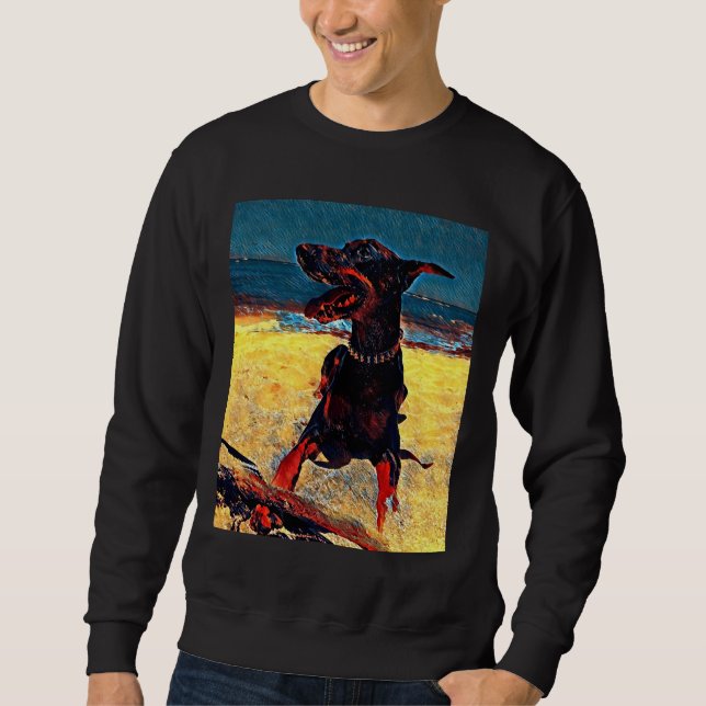 Sweatshirt Doberman À La Plage 820 (Devant)