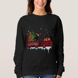 Sweatshirt Doberman Chien Noël Camion Rouge Plaqué Père Noël