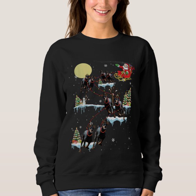 Sweatshirt Doberman Christmas Père Noël Sleigh Funny Chien Lo (Devant)