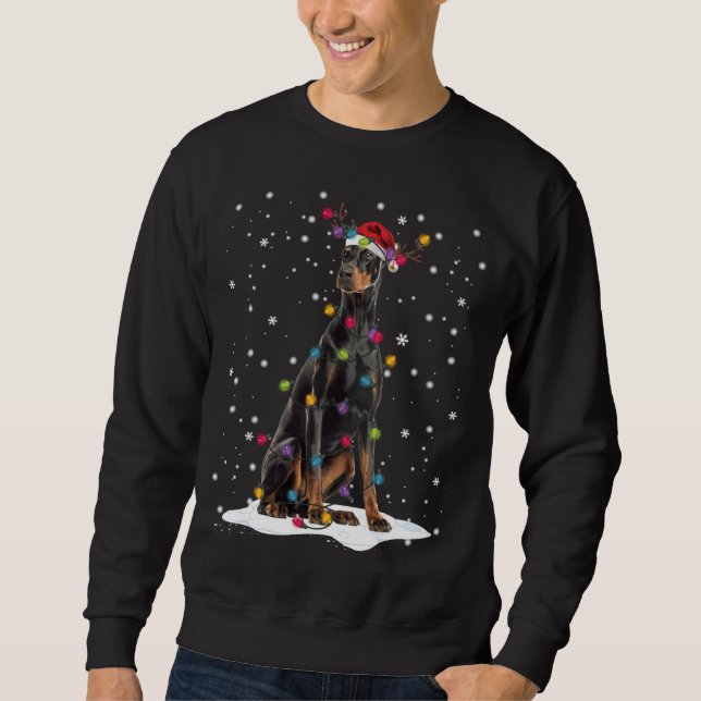 Sweatshirt Doberman Christmas Tree Light Pyjama Doberman Chie (Devant)