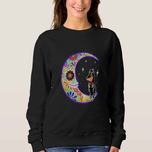 Sweatshirt Doberman Dia De Los Muertos Skeleton (Devant)