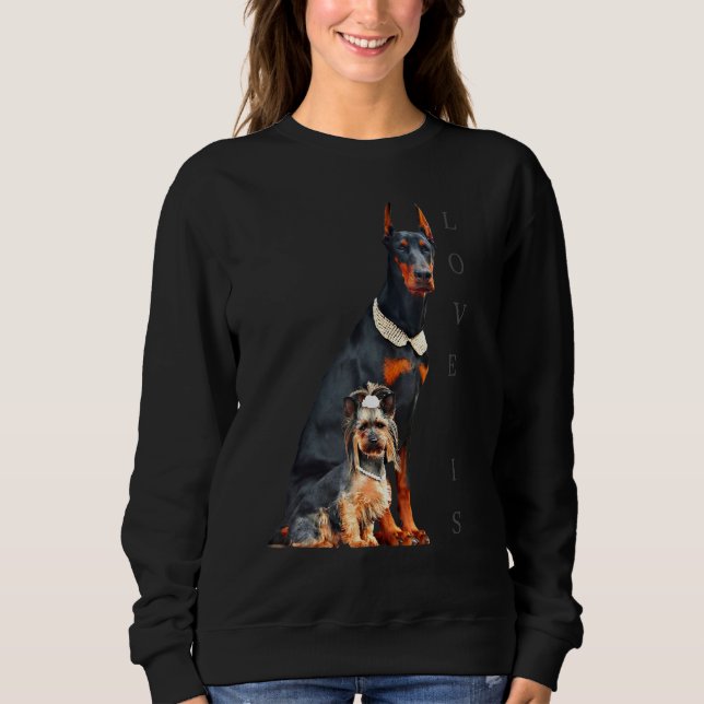 Sweatshirt Doberman Doberman Pinscher Chien Maman Papa Aime A (Devant)