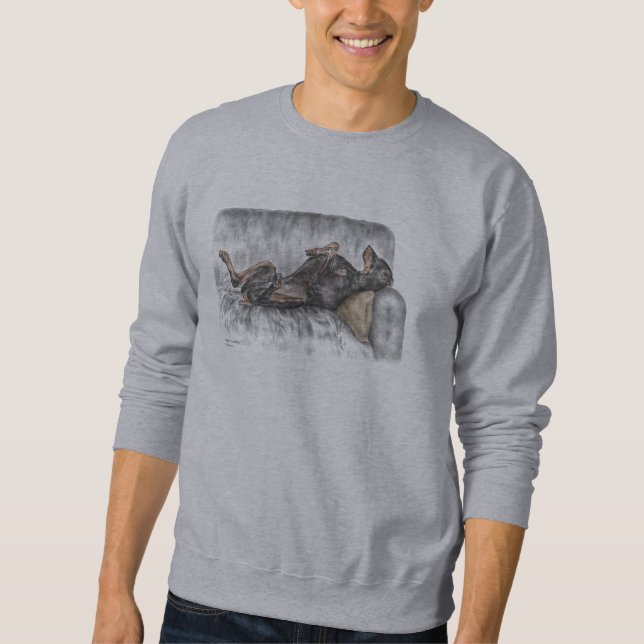 Sweatshirt Doberman drôle sur Sofa (Devant)