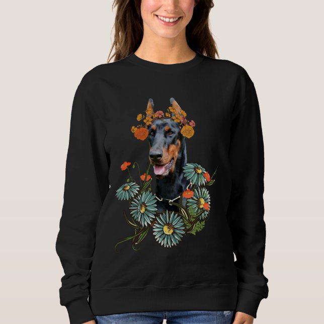 Sweatshirt Doberman Flowers 1151 (Devant)