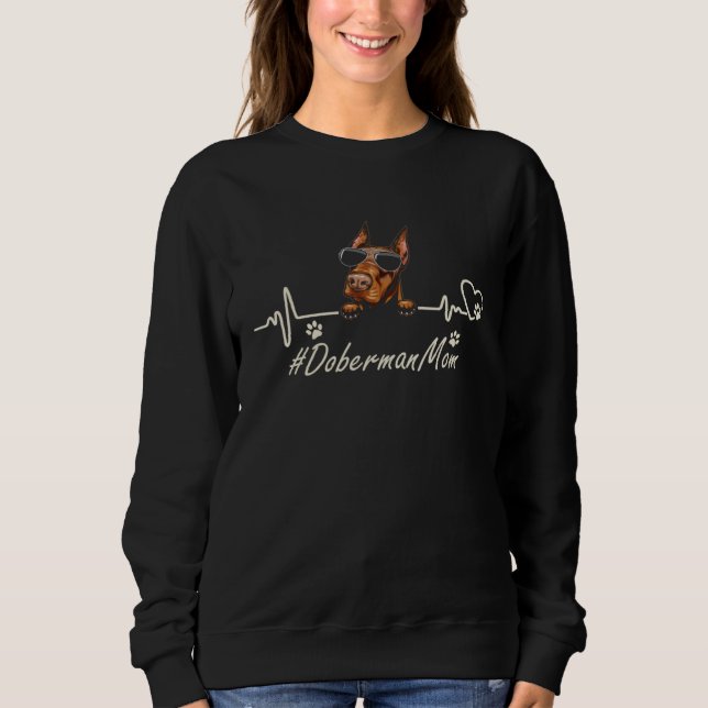 Sweatshirt Doberman Mom Heartbeat With Dog Cool For Mothers D (Devant)
