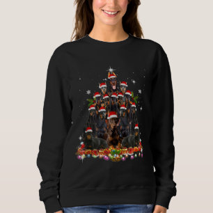 Sweatshirt Doberman Pinscher Christmas Tree Chien Père Noël X