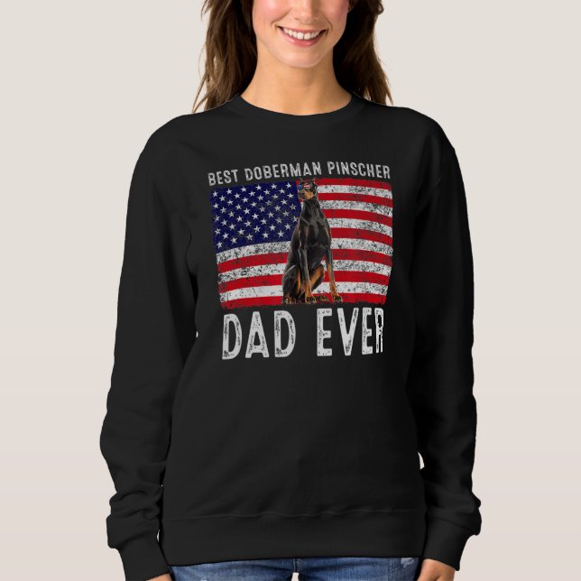 Sweatshirt Doberman Pinscher Papa Américain Drapeau Propriéta (Devant)