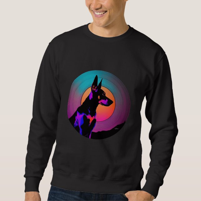 Sweatshirt Doberman Pinscher Synthwave 80s Retrowave Aestheti (Devant)