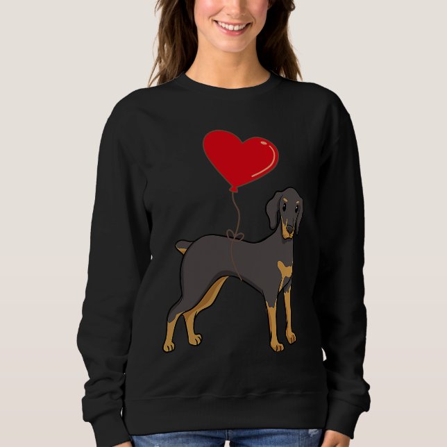 Sweatshirt Doberman With Heart Balloon Valentines Day Love Bo (Devant)
