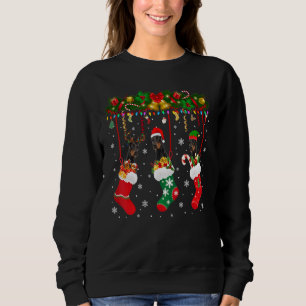 Sweatshirt Dobermann dans Sock Xmas Reindeer Chien Elf Père N