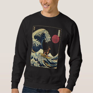 Sweatshirt Dobermann japonais Kanagawa Wave Surf chien