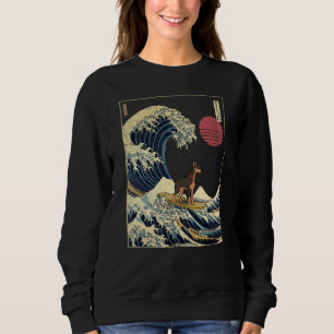Sweatshirt Dobermann japonais Kanagawa Wave Surf chien