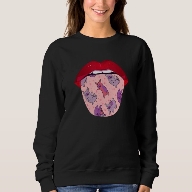 Sweatshirt Dog Breed Tongue  French Bulldog (Devant)