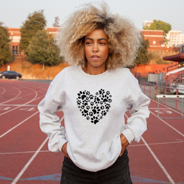 Sweatshirt Dog Cat Paw Prints Heart Valentine's Day Love (Créateur téléchargé)