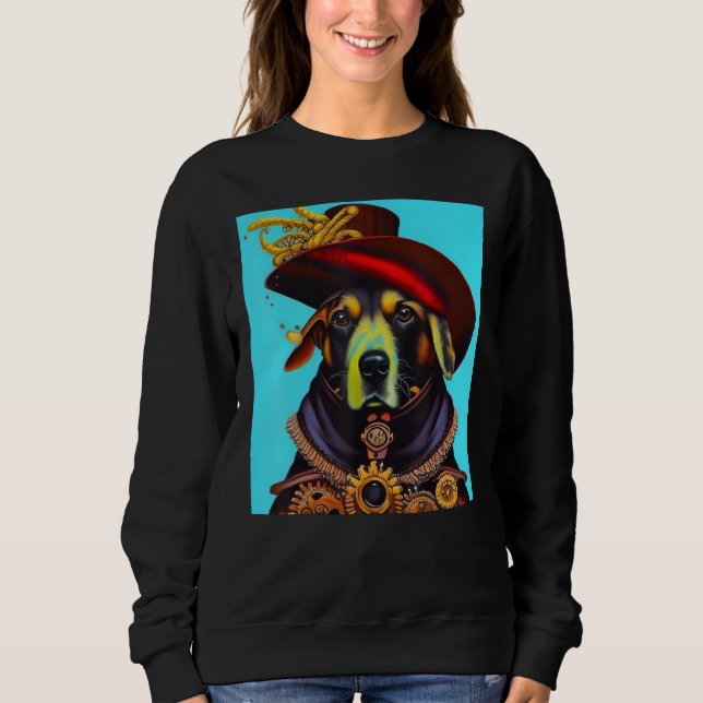 Sweatshirt Dog Cogwheels Steampunk AI Dog Revolution Puppy (Devant)