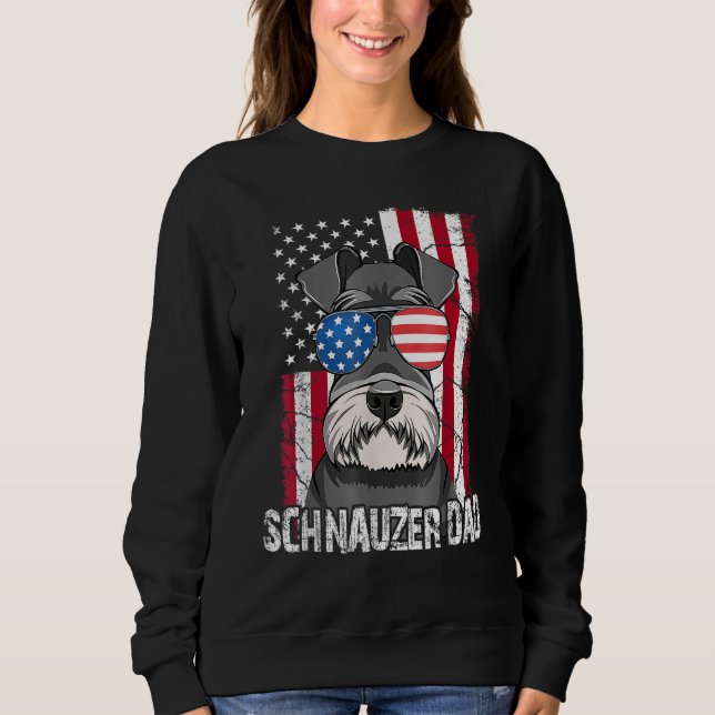 Sweatshirt Dog Dad Fathers Day  Mini Schnauzer USA Flag 4th o (Devant)