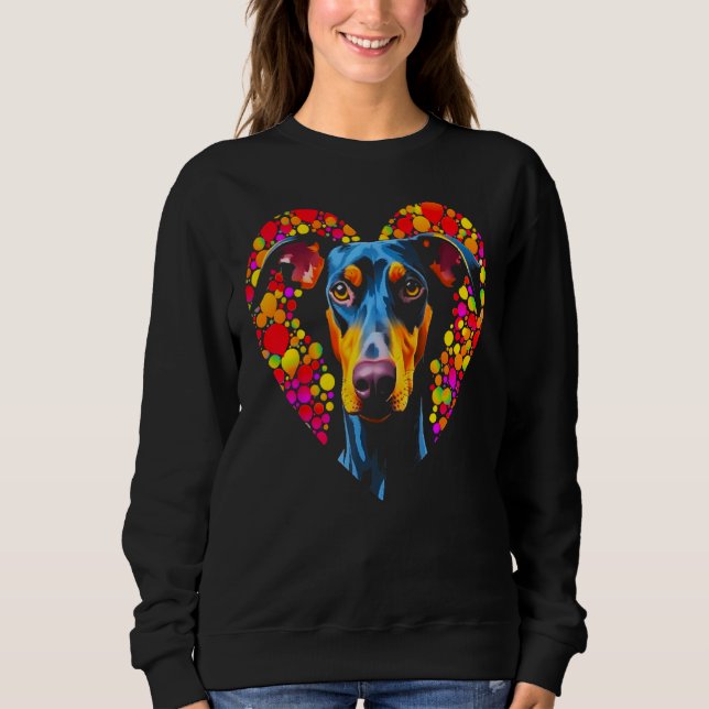 Sweatshirt Dog Doberman Pinscher Love Heart (Devant)