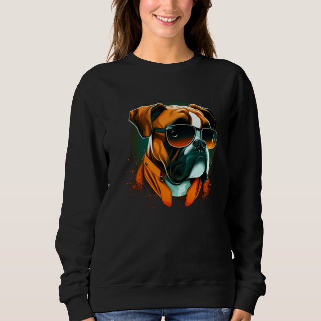 Sweatshirt Dog Face for Boxer and Sunglasses (Devant)