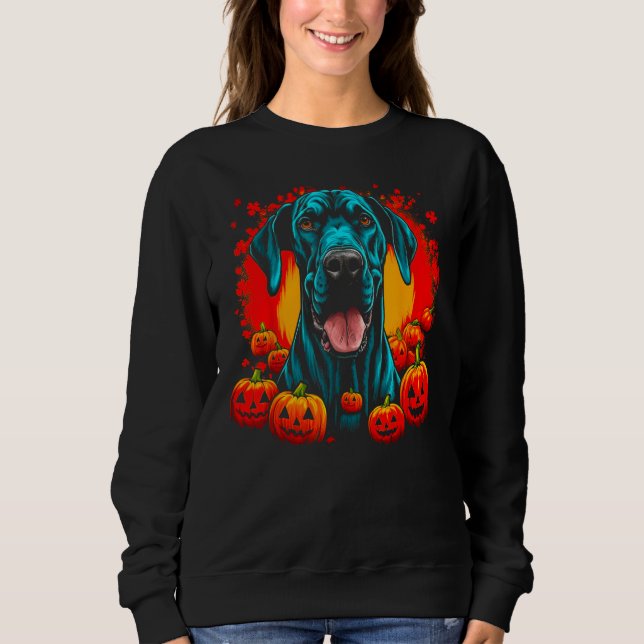 Sweatshirt Dog Great Dane Halloween Theme (Devant)