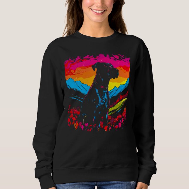 Sweatshirt Dog Great Dane Pop Art (Devant)