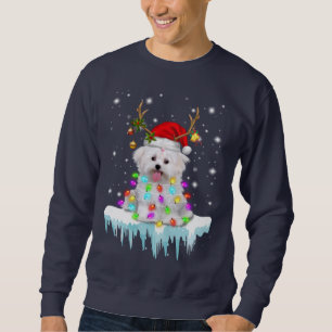 Sweatshirt Dog Lover Maltese Christmas Fairy Light en hiver