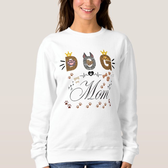 Sweatshirt Dog Mom Leopard Print Paw Design/Leopard Dog Mom (Devant)