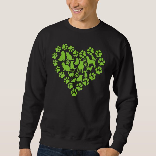 Sweatshirt Dog Owner Cat Owner Cute Cat   Heart Dog and Cat (Devant)