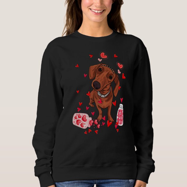 Sweatshirt Dog Valentine Cute Dachshund Valentine's Day (Devant)