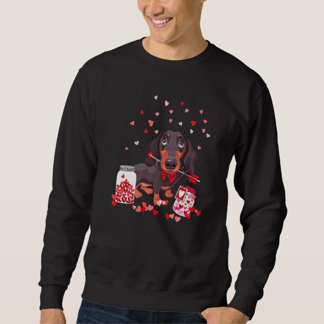 Sweatshirt Dog Valentine Cute Dachshund Valentine's Day  1 (Devant)