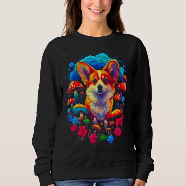 Sweatshirt Dog Welsh Corgi Mushroom (Devant)