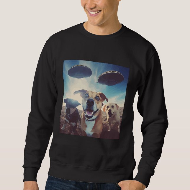 Sweatshirt Dogs Selfie with UFOs for Dog  and UFO (Devant)
