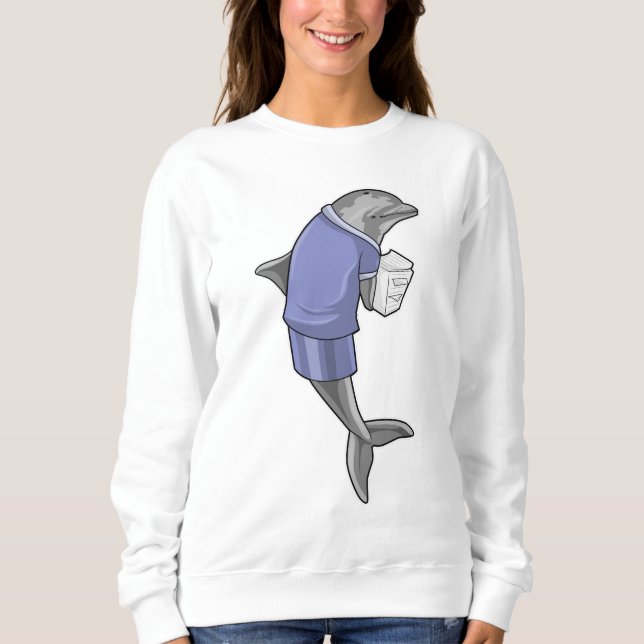 Sweatshirt Dolphin as Secretary with Stack of paper (Devant)