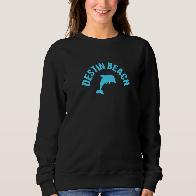 Sweatshirt Dolphin Destin Beach Classic Cute Destin Beach Blu (Devant)