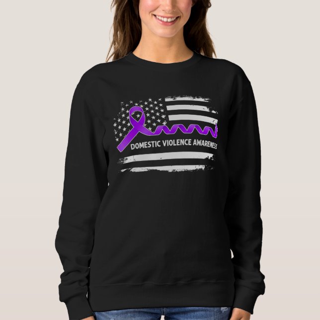 Sweatshirt Domestic Violence Awareness American Flag   Purple (Devant)