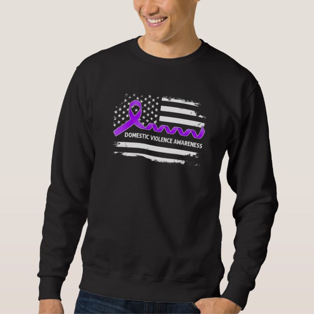 Sweatshirt Domestic Violence Awareness American Flag  Purple  (Devant)