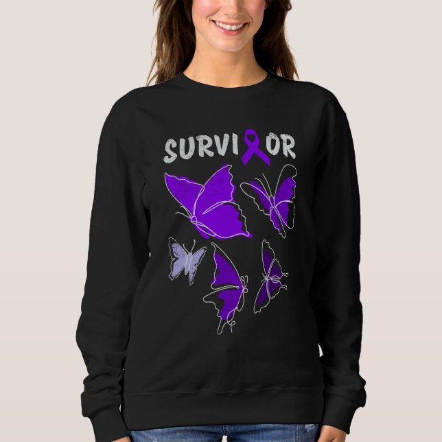Sweatshirt Domestic Violence Awareness purple butterflies Sur (Devant)